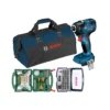Bosch GDR 18V-200 18V Cordless Brushless 1/4" Impact Driver With Drill & Screwdriver Bit Sets In Tool Bag