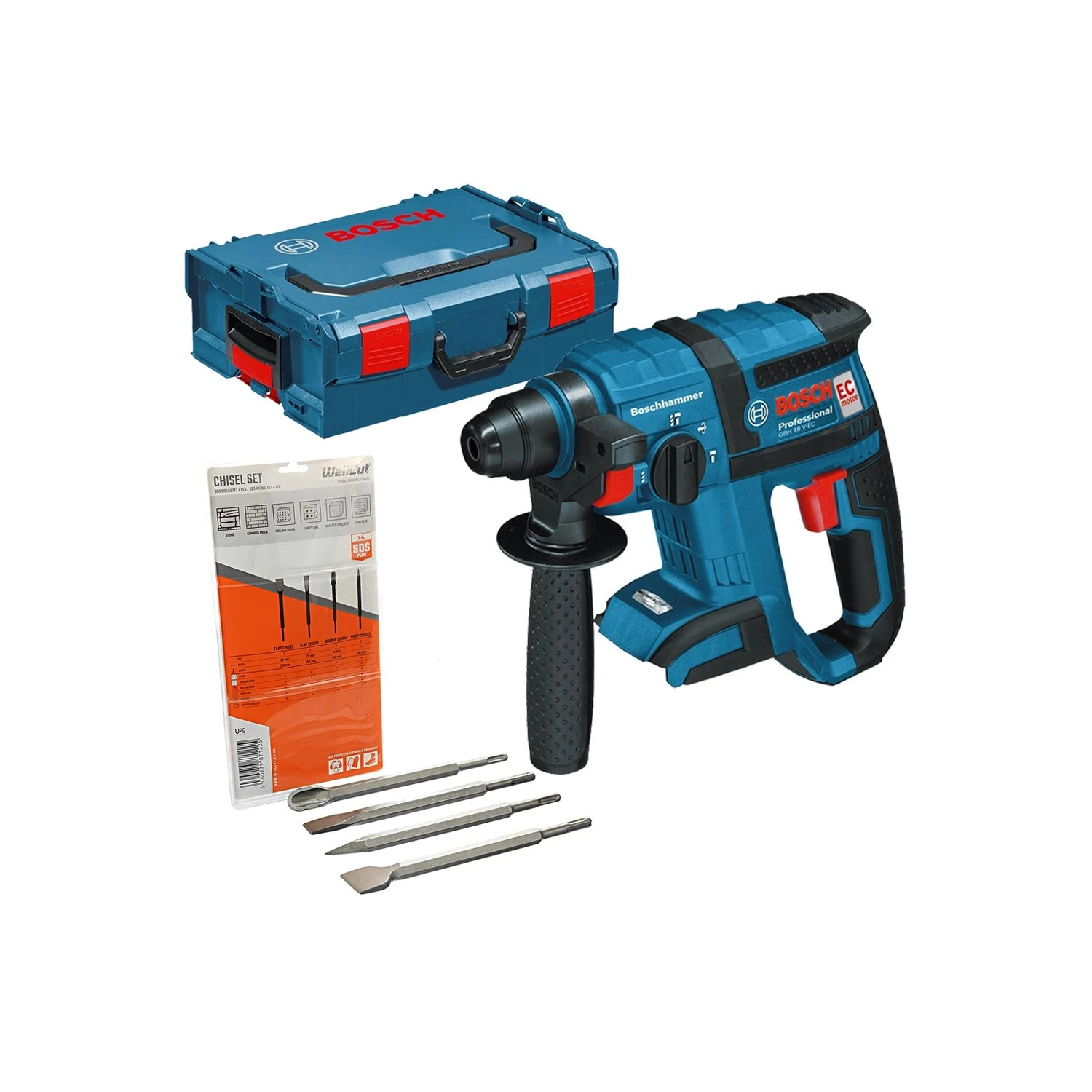 BOSCH GBH18 V-EC SDS+ Drill + 4Pc Accesories Set 1 BOSCH GBH18 V-EC SDS+ Drill + 4Pc Accesories Set