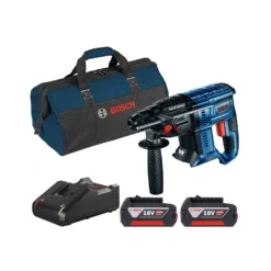 Bosch GBH 18V-21 18 V Cordless Brushless SDS Plus Rotary Hammer Drill With Two 4.0Ah Batteries, Charger And Tool Bag