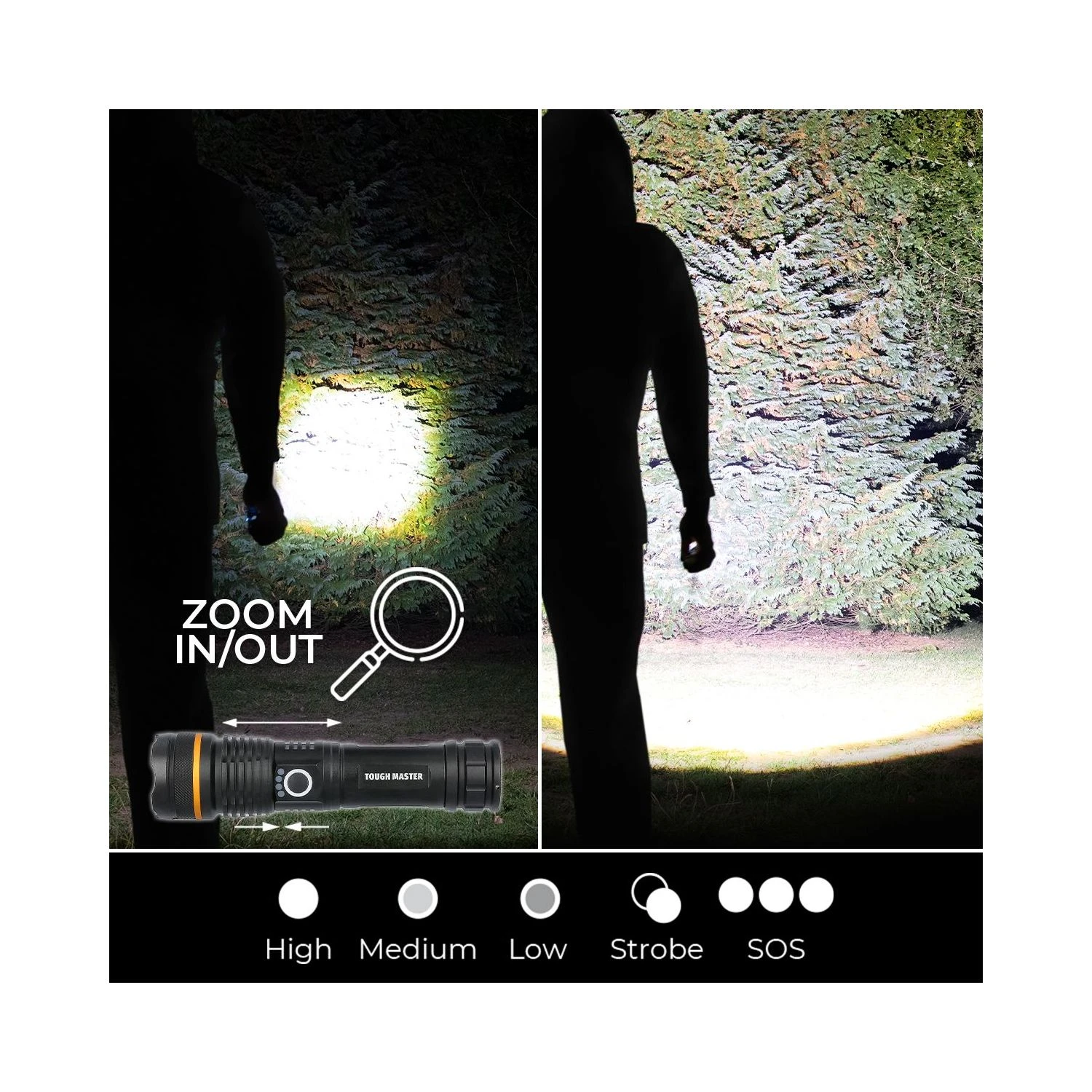 TOUGH MASTER® LED Torch USB Rechargeable With Battery - 1500 Lumens (TM-LTF1500) 6 TOUGH MASTER® LED Torch USB Rechargeable With Battery - 1500 Lumens (TM-LTF1500) - Image 6