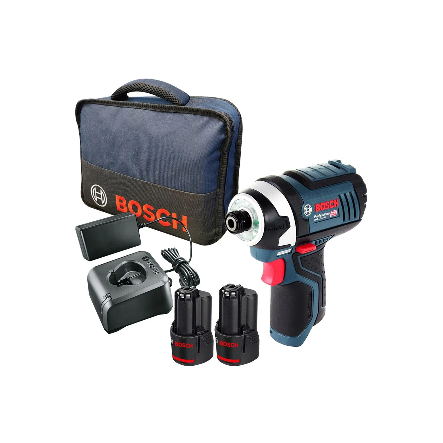 Bosch GDR 12V-105 12V Cordless Impact Driver With 2 X 2.0Ah Batteries, Charger & Bag 1 Bosch GDR 12V-105 12V Cordless Impact Driver With 2 X 2.0Ah Batteries, Charger & Bag