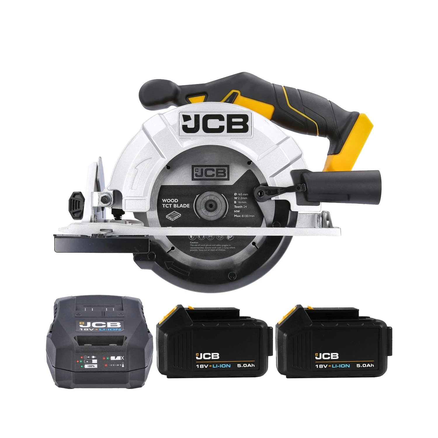 JCB 21-18CS-B 18V Cordless 165mm Circular Saw With 2 X 5.0Ah Batteries & Charger 1 JCB 21-18CS-B 18V Cordless 165mm Circular Saw With 2 X 5.0Ah Batteries & Charger