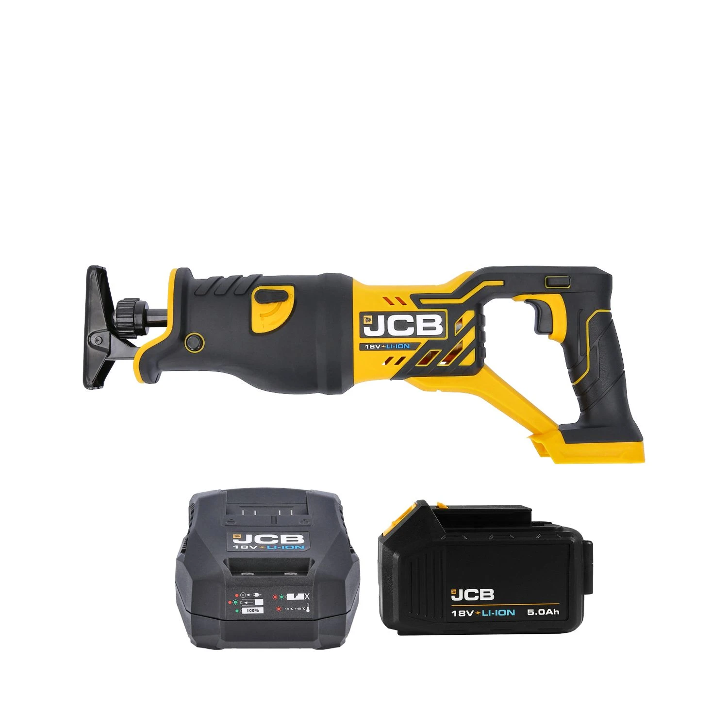 JCB 21-18RS-B 18V Cordless Reciprocating Saw With 1 X 5.0Ah Battery & Charger 1 JCB 21-18RS-B 18V Cordless Reciprocating Saw With 1 X 5.0Ah Battery & Charger