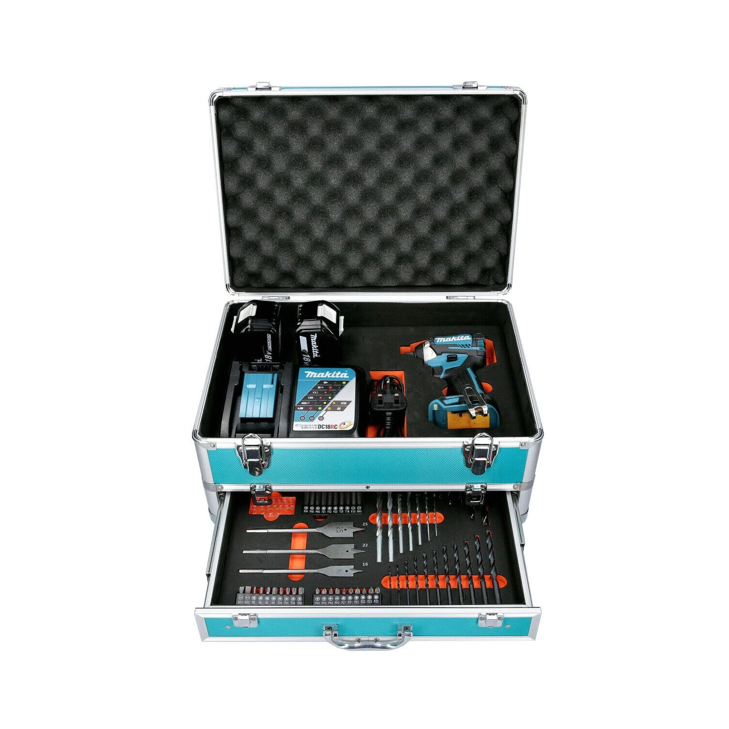 Makita DTD154 18V Li-Ion Brushless Impact Driver With 2 X 6.0Ah Batteries, Charger & 70 Piece Acc. In Case 12 Makita DTD154 18V Li-Ion Brushless Impact Driver With 2 X 6.0Ah Batteries, Charger & 70 Piece Acc. In Case - Image 12