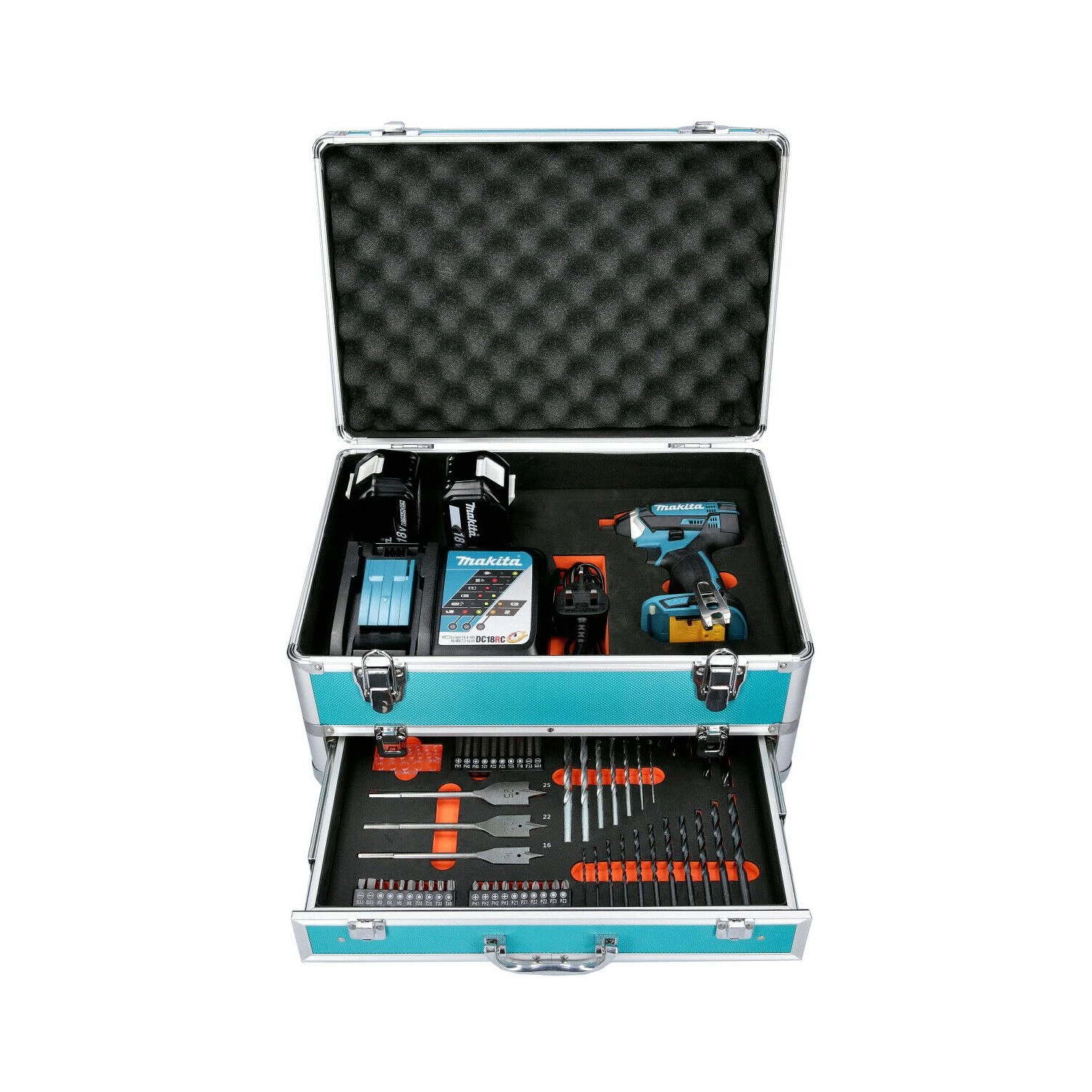 Makita DTD152 18V LXT Li-Ion Cordless Impact Driver With 2 X 4.0Ah Batteries & Charger & 70 Accessory Set In Case 1 Makita DTD152 18V LXT Li-Ion Cordless Impact Driver With 2 X 4.0Ah Batteries & Charger & 70 Accessory Set In Case