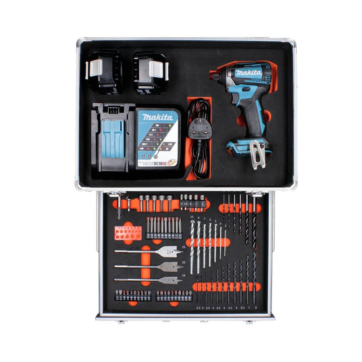 Makita DTD154 18V Li-Ion Brushless Impact Driver With 2 X 6.0Ah Batteries, Charger & 70 Piece Acc. In Case 2 Makita DTD154 18V Li-Ion Brushless Impact Driver With 2 X 6.0Ah Batteries, Charger & 70 Piece Acc. In Case - Image 2