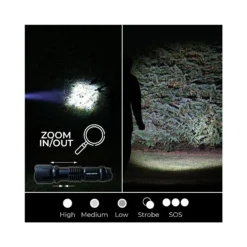 TOUGH MASTER® Rechargeable LED Torch 1200mAh Super Bright Flashlight, Water-Resistant Handheld Flashlight With Adjustable Focus & 5 Lighting Modes - 800 Lumens (TM-LTF400) -Makitali Shop 7ede268f1cdc7ee94c317db93b7d6911