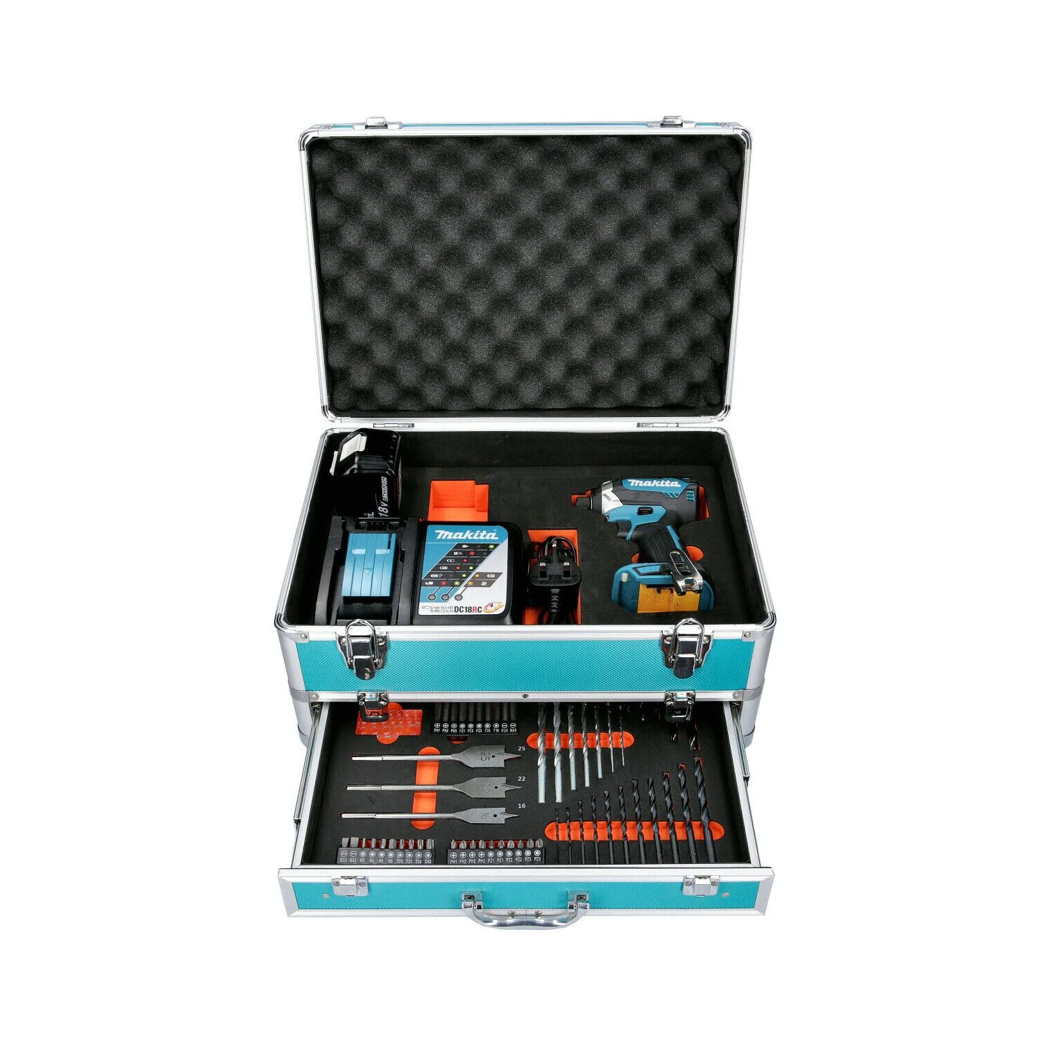 Makita DTD153Z Impact Driver + 1x 4Ah & Charger, 70pc Acc.Set 1 Makita DTD153Z Impact Driver + 1x 4Ah & Charger, 70pc Acc.Set