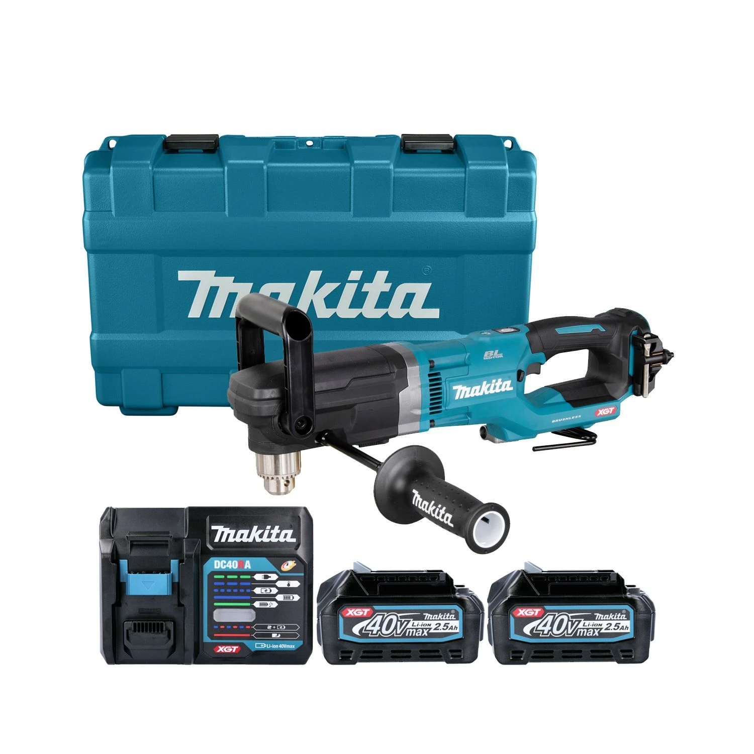 Makita DA001GD202 40Vmax XGT Cordless Brushless Angle Drill With 2 X 2.5Ah Batteries, Charger & Case 1 Makita DA001GD202 40Vmax XGT Cordless Brushless Angle Drill With 2 X 2.5Ah Batteries, Charger & Case