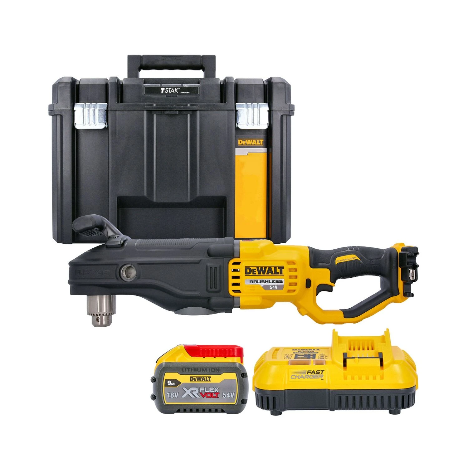 DeWalt DCD470 54V Flexvolt Right Angle Drill With 1 X 9Ah Battery, Charger & Case 1 DeWalt DCD470 54V Flexvolt Right Angle Drill With 1 X 9Ah Battery, Charger & Case