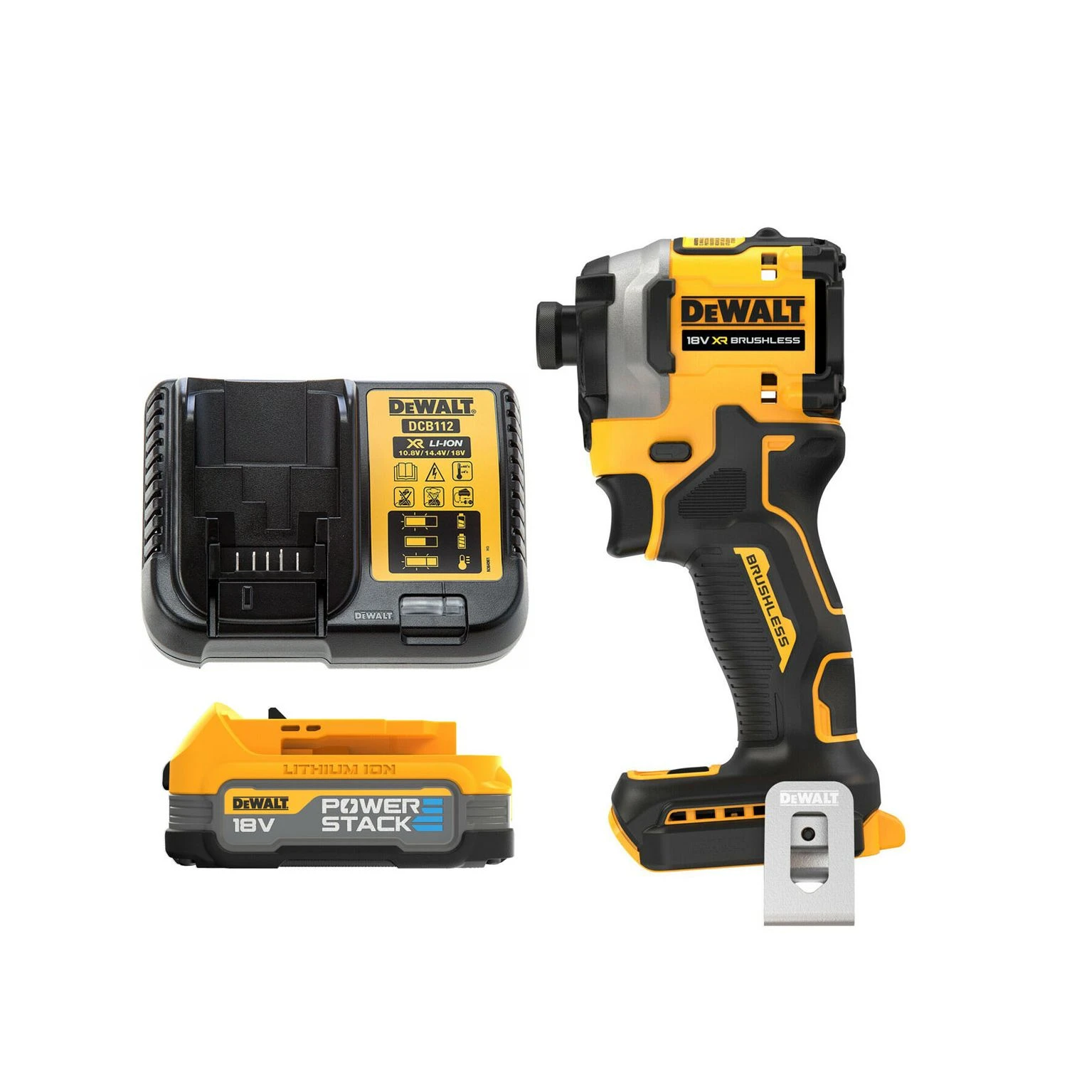 DeWalt DCF850 18V Brushless Powerstack Impact Driver With 1 X 1.7Ah Battery & Charger 1 DeWalt DCF850 18V Brushless Powerstack Impact Driver With 1 X 1.7Ah Battery & Charger