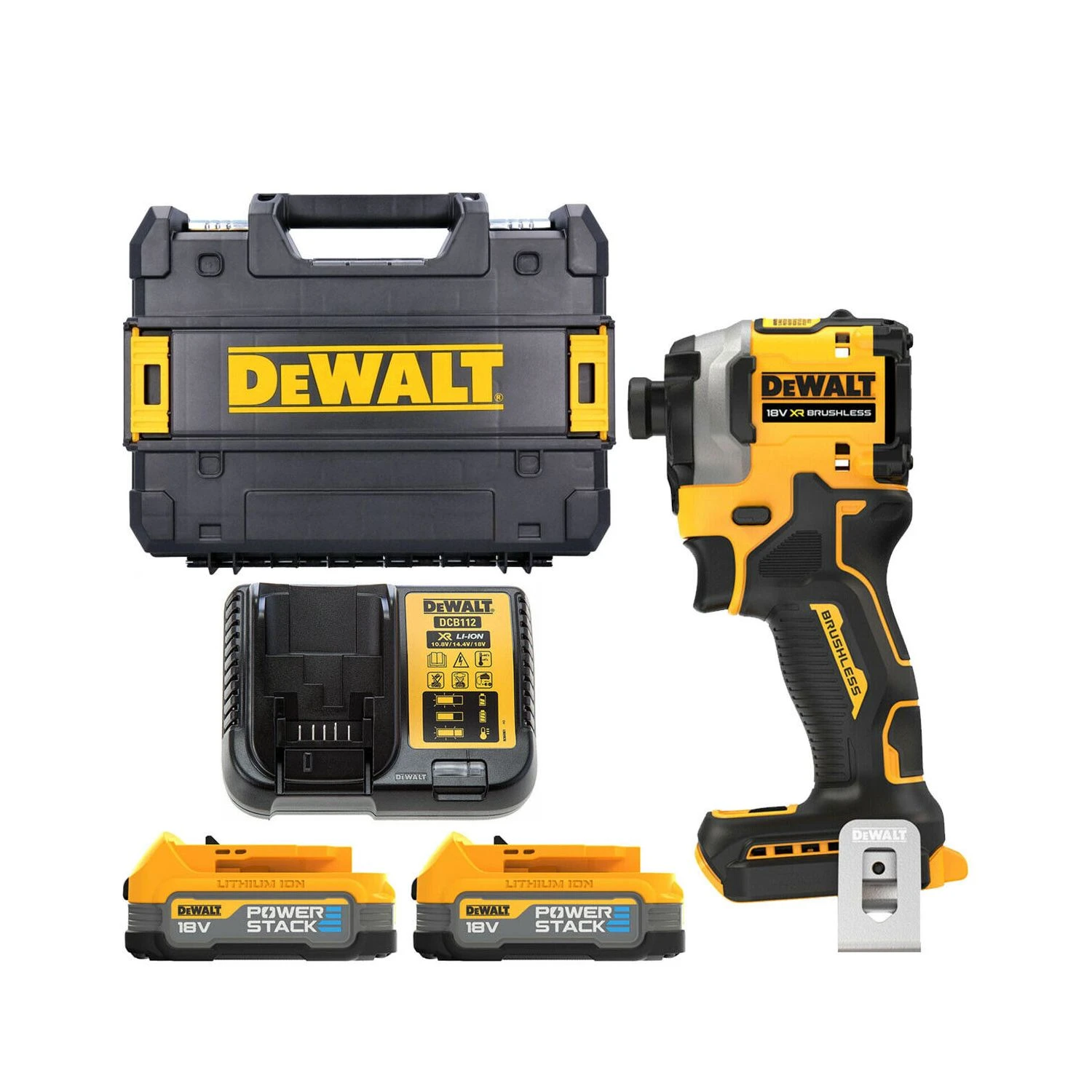 DeWalt DCF850 18V Cordless Brushless Impact Driver With 2 X 1.7Ah Powerstack Batteries, Charger & Carry Case 1 DeWalt DCF850 18V Cordless Brushless Impact Driver With 2 X 1.7Ah Powerstack Batteries, Charger & Carry Case