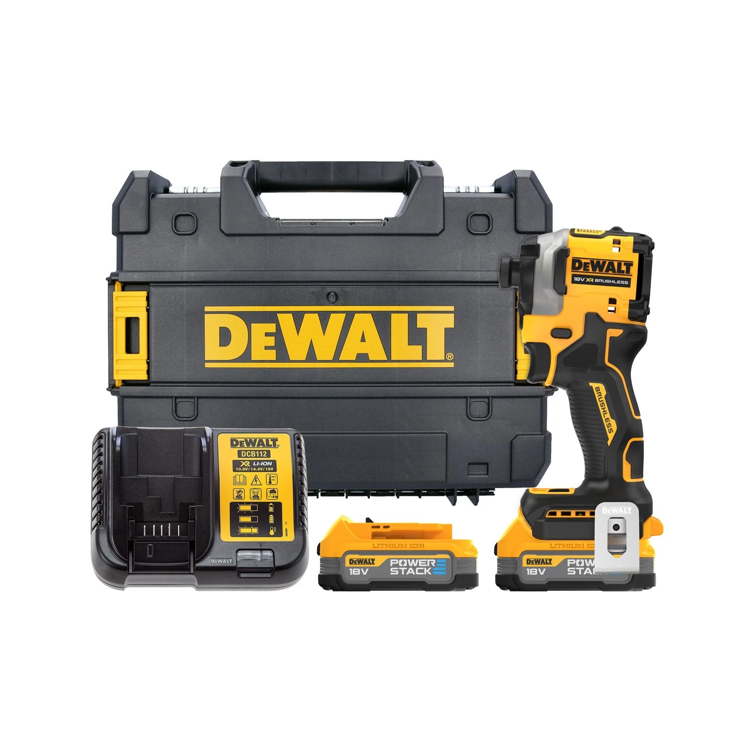 Dewalt DCF850E2T-GB 18V XR Brushless Powerstack Impact Driver With 2 X Powerstack Batteries, Charger & Case 1 Dewalt DCF850E2T-GB 18V XR Brushless Powerstack Impact Driver With 2 X Powerstack Batteries, Charger & Case