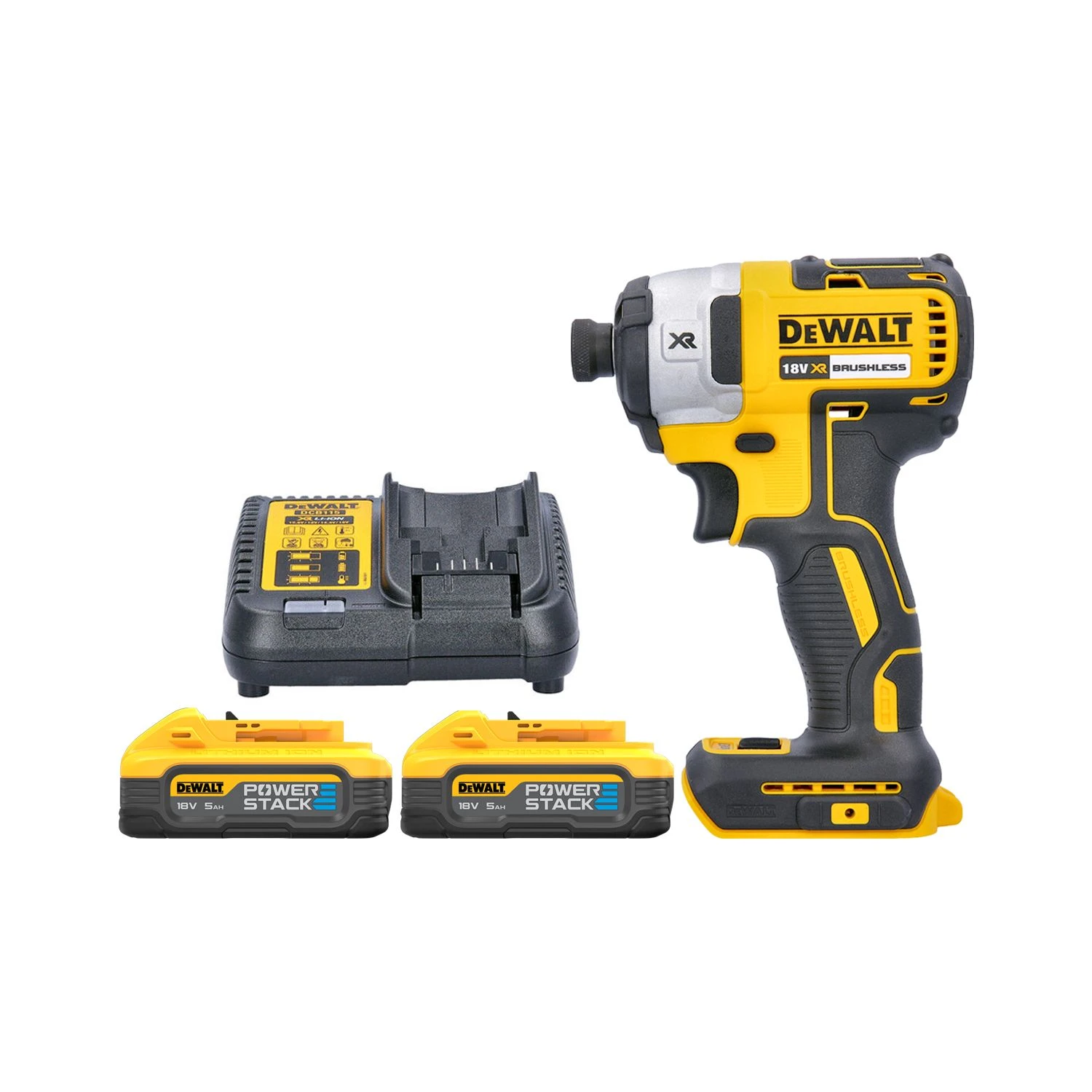 DeWalt DCF887 18V XR Cordless Brushless 3-Speed Impact Driver With 2 X 5.0Ah Powerstack Batteries & Charger 1 DeWalt DCF887 18V XR Cordless Brushless 3-Speed Impact Driver With 2 X 5.0Ah Powerstack Batteries & Charger