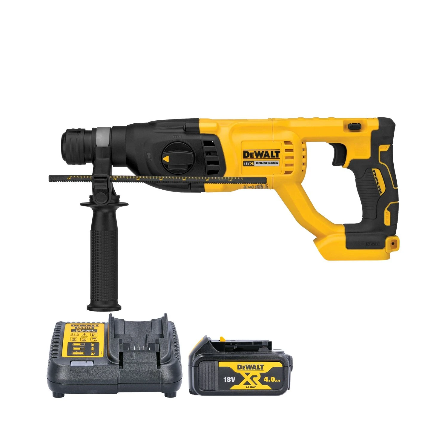 DeWalt DCH133 18V Cordless Brushless SDS Plus Hammer Drill With 1 X 4.0Ah Battery & Charger 1 DeWalt DCH133 18V Cordless Brushless SDS Plus Hammer Drill With 1 X 4.0Ah Battery & Charger