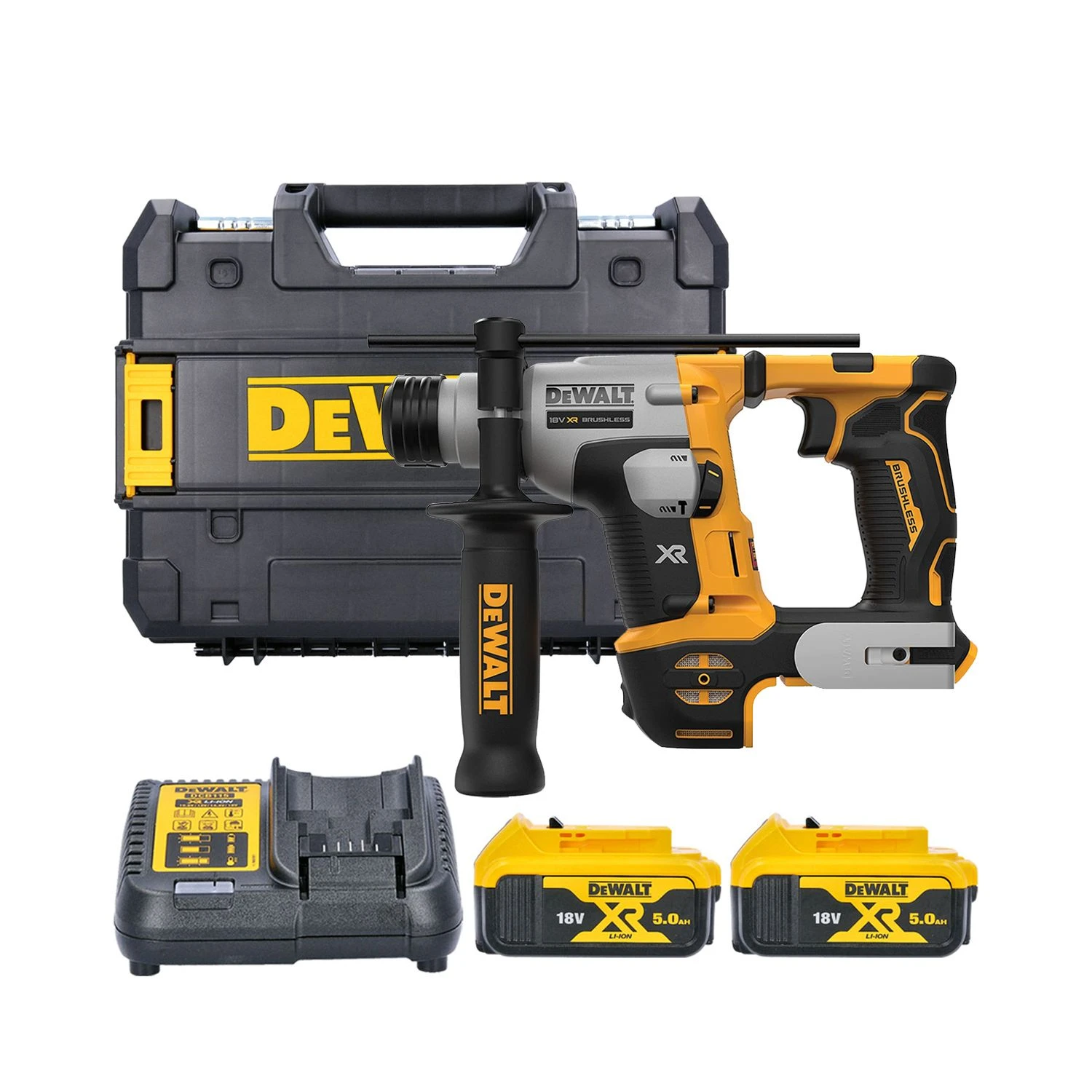 DeWalt DCH172P2 18V Ultra Compact Brushless SDS+ Rotary Hammer Drill With 2 X 5.0Ah Batteries, Charger & Case 1 DeWalt DCH172P2 18V Ultra Compact Brushless SDS+ Rotary Hammer Drill With 2 X 5.0Ah Batteries, Charger & Case