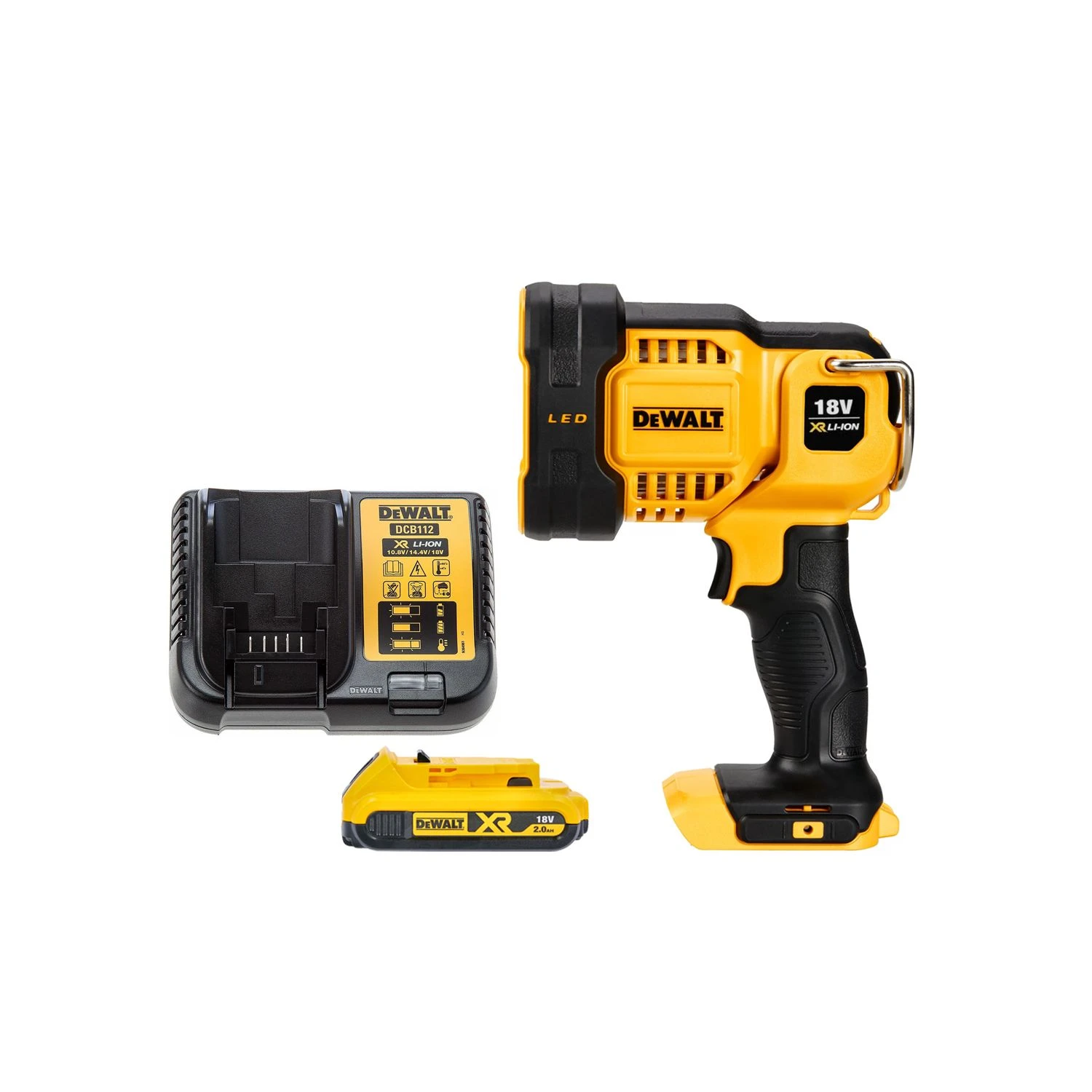 DeWalt DCL043 18V XR 1000 Lumen LED Spotlight Torch With 1 X 2.0Ah Battery & Charger 1 DeWalt DCL043 18V XR 1000 Lumen LED Spotlight Torch With 1 X 2.0Ah Battery & Charger