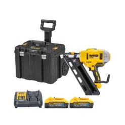 DeWalt DCN692 18V XR Li-lon Brushless 90mm First Fix Framing Nailer With 2 X 5.0Ah Powerstack Batteries, Charger & TSTAK Rolling Box
