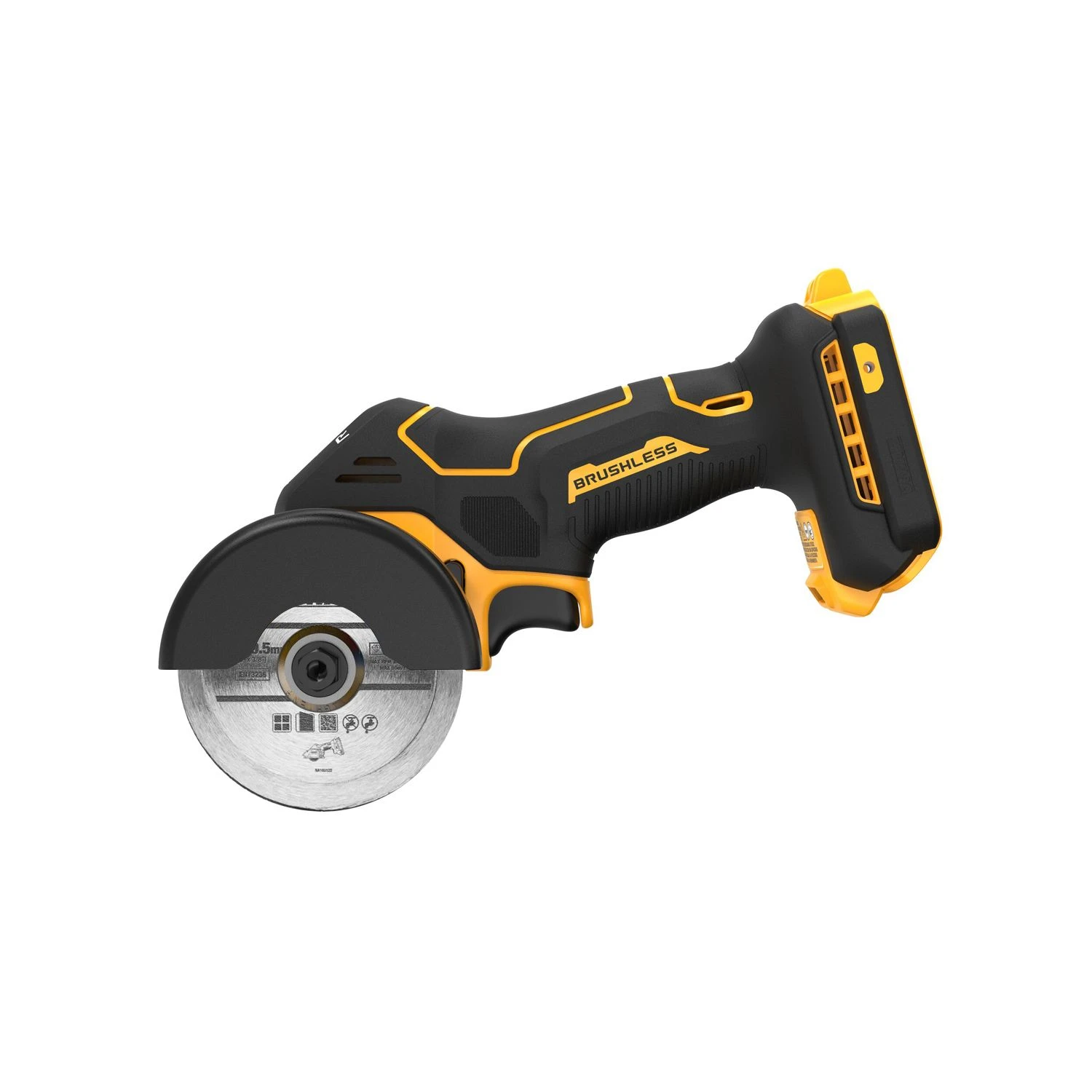 DeWalt DCS438E2T 18V Cordless Brushless 75mm Powerstack Cut Off Saw With 2 X Batteries, Charger & Case 2 DeWalt DCS438E2T 18V Cordless Brushless 75mm Powerstack Cut Off Saw With 2 X Batteries, Charger & Case - Image 2