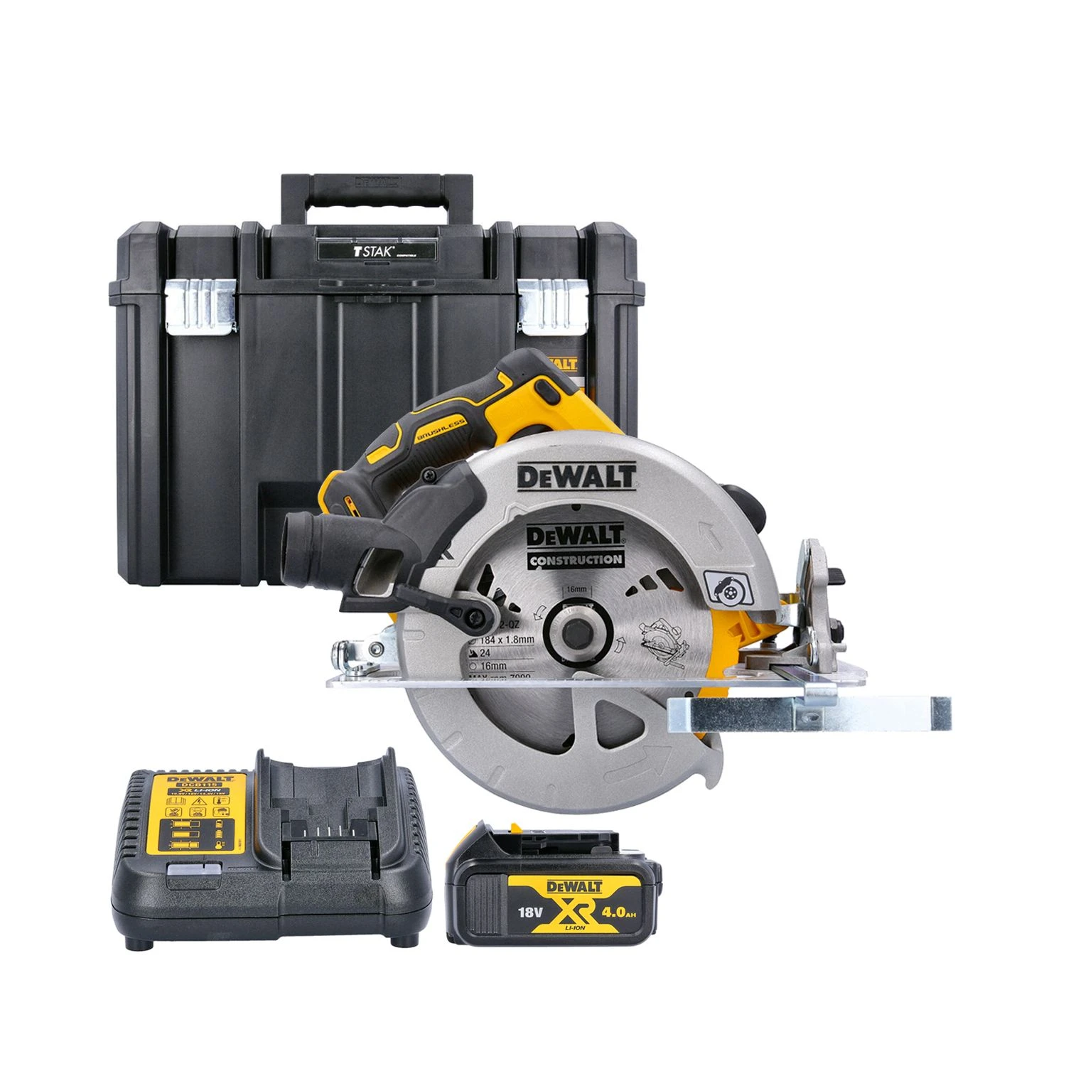DeWalt DCS570 18V Cordless XR Brushless 184mm Circular Saw With 1 X 4.0Ah Battery, Charger & Case 1 DeWalt DCS570 18V Cordless XR Brushless 184mm Circular Saw With 1 X 4.0Ah Battery, Charger & Case