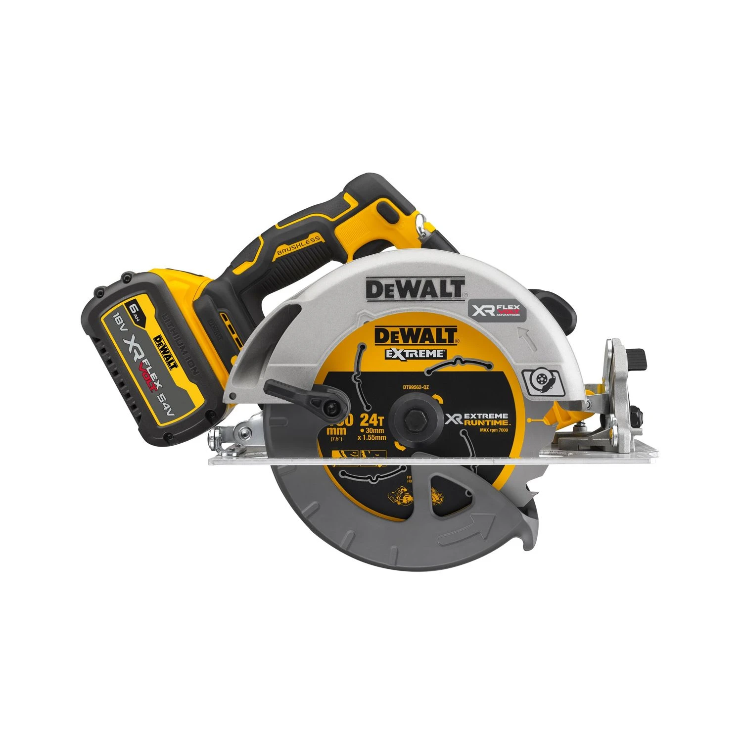 DeWalt DCS573T1 18V XR Brushless Flexvolt Advantage 190mm Circular Saw With 1 X 6.0Ah Battery, Charger & Case 2 DeWalt DCS573T1 18V XR Brushless Flexvolt Advantage 190mm Circular Saw With 1 X 6.0Ah Battery, Charger & Case - Image 2