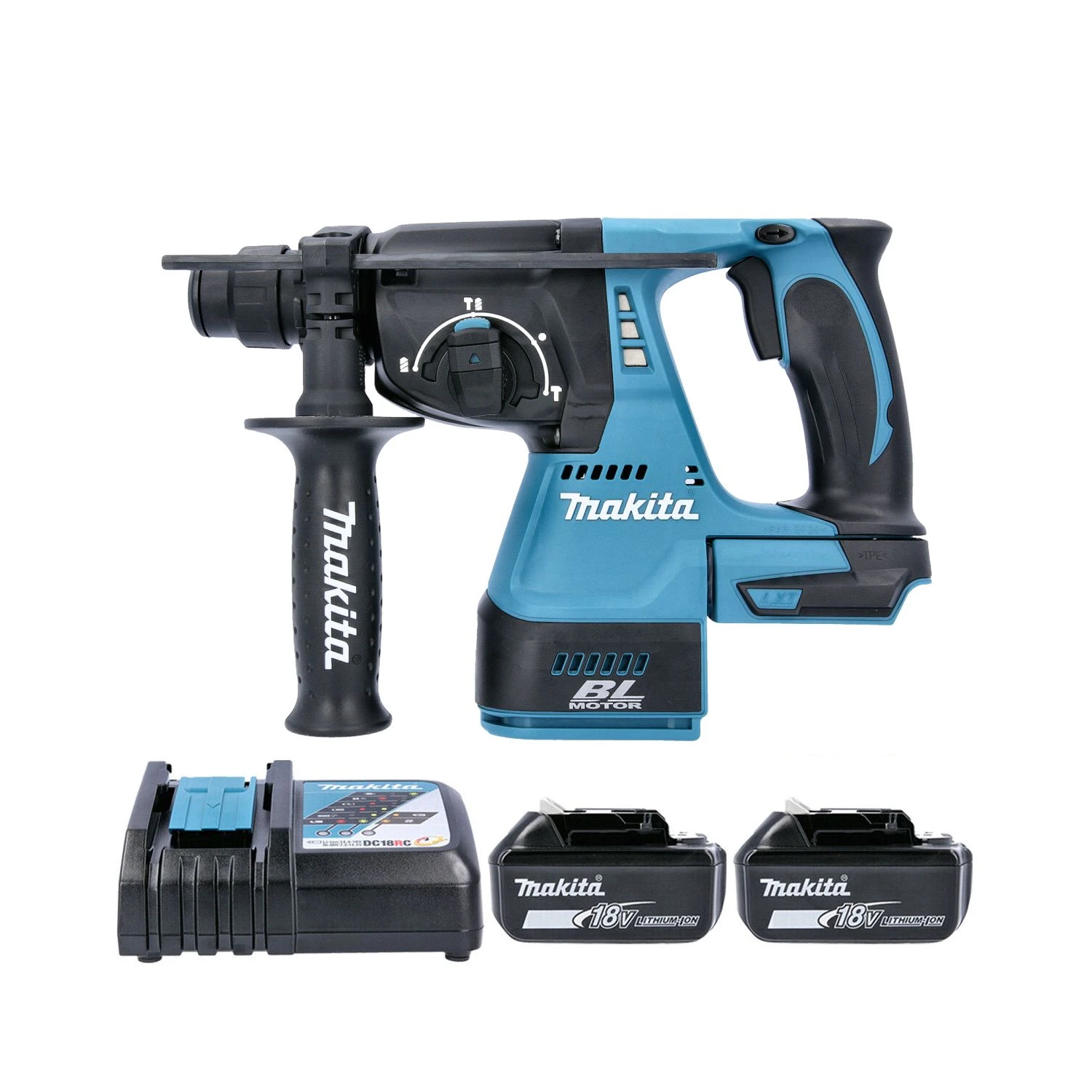 Makita DHR242 18V LXT Brushless SDS Plus Rotary Hammer Drill With 2 X 4.0Ah Batteries & Charger 1 Makita DHR242 18V LXT Brushless SDS Plus Rotary Hammer Drill With 2 X 4.0Ah Batteries & Charger