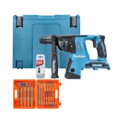 Makita DHR264 18V / 36V Cordless SDS Plus Hammer Drill With 17 Piece SDS Bit Set & Makpac Type 4 Connector Case