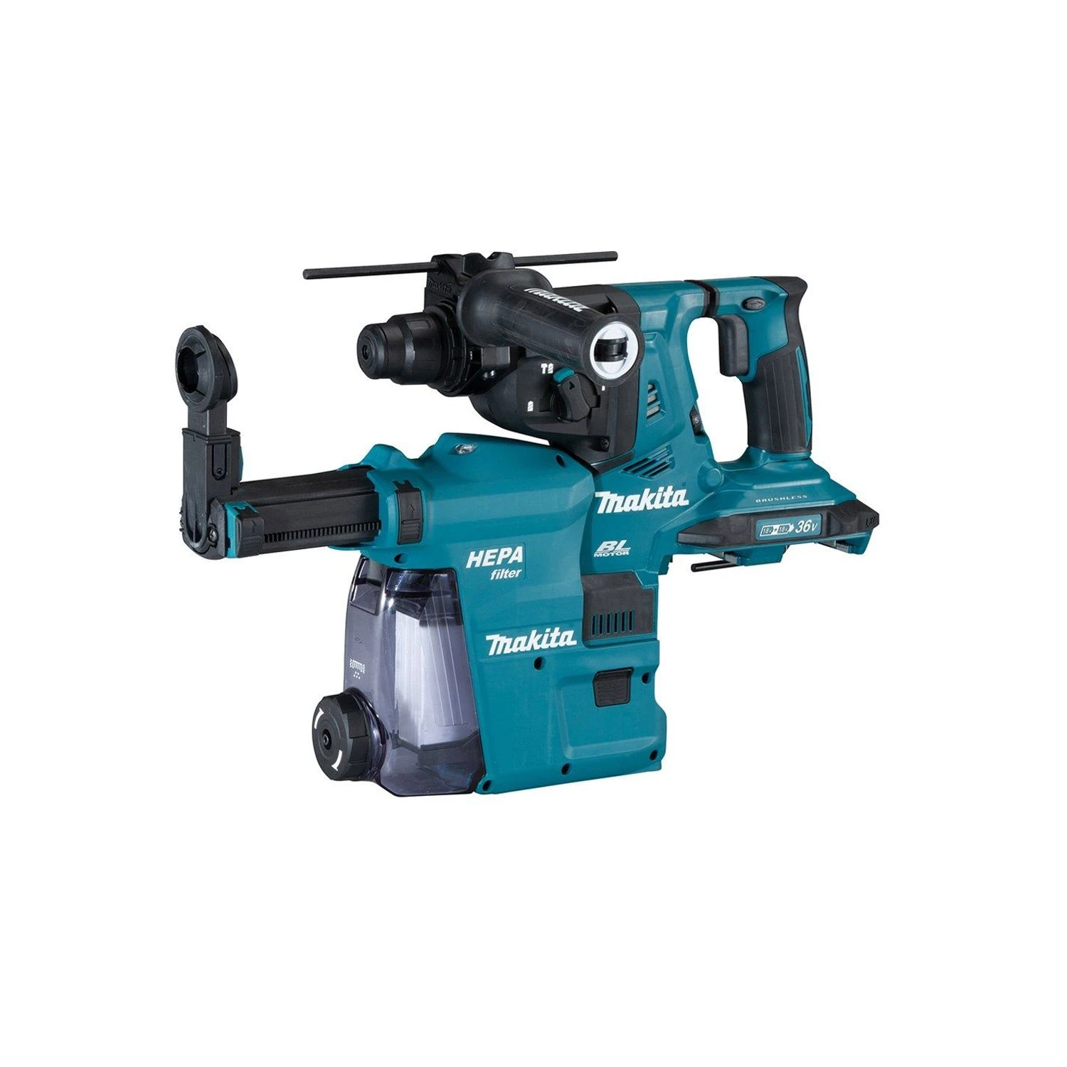Makita DHR280ZWJ 18V LXT Cordless Brushless SDS Plus Rotary Hammer Drill With Dust Extraction & Case 2 Makita DHR280ZWJ 18V LXT Cordless Brushless SDS Plus Rotary Hammer Drill With Dust Extraction & Case - Image 2