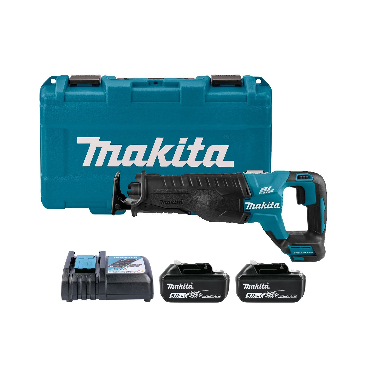 Makita DJR187RTE 18V LXT Cordless Brushless Reciprocating Saw With 2 X 5.0Ah Batteries, Charger & Carry Case 1 Makita DJR187RTE 18V LXT Cordless Brushless Reciprocating Saw With 2 X 5.0Ah Batteries, Charger & Carry Case