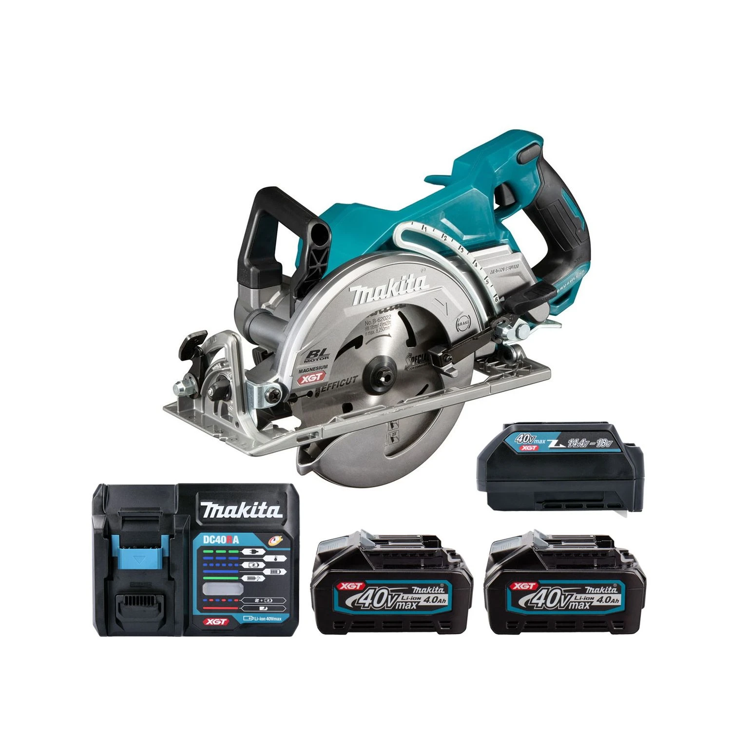 Makita RS001G 40Vmax XGT Brushless 185mm Circular Saw With 2 X 4.0Ah Batteries, Charger & ADP10 Adaptor 1 Makita RS001G 40Vmax XGT Brushless 185mm Circular Saw With 2 X 4.0Ah Batteries, Charger & ADP10 Adaptor