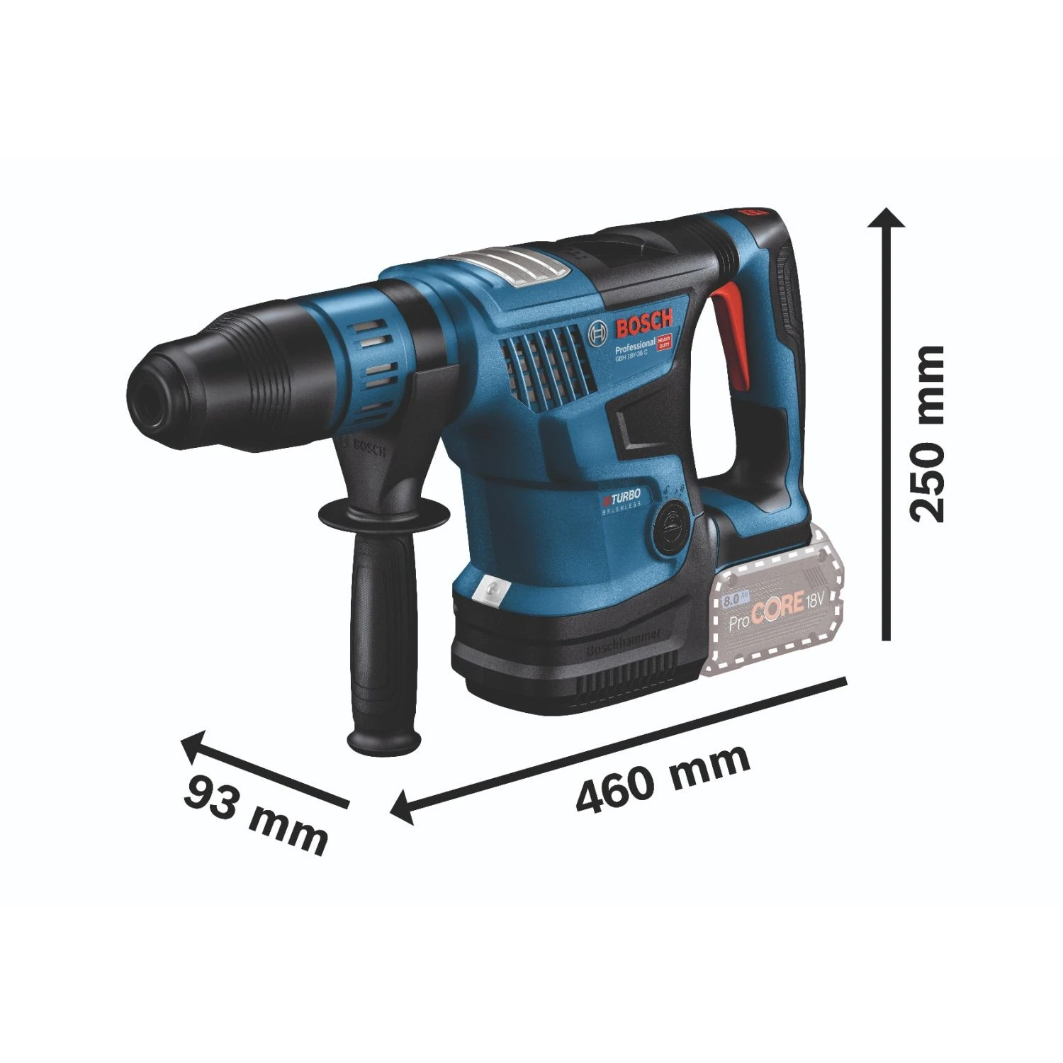 Bosch GBH18V-36C 18V BITURBO Cordless SDS Max Hammer Drill With Carry Case - 0611915001 2 Bosch GBH18V-36C 18V BITURBO Cordless SDS Max Hammer Drill With Carry Case - 0611915001 - Image 2