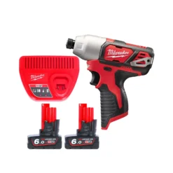 Milwaukee M12BID 12V Cordless 1/4" Sub-Compact Impact Driver With 2 X 6.0Ah Batteries & Charger