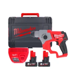 Milwaukee M12CH-602X 12V FUEL Sub Compact SDS Plus Hammer Drill With 2 X 6.0Ah Batteries, Charger & Case