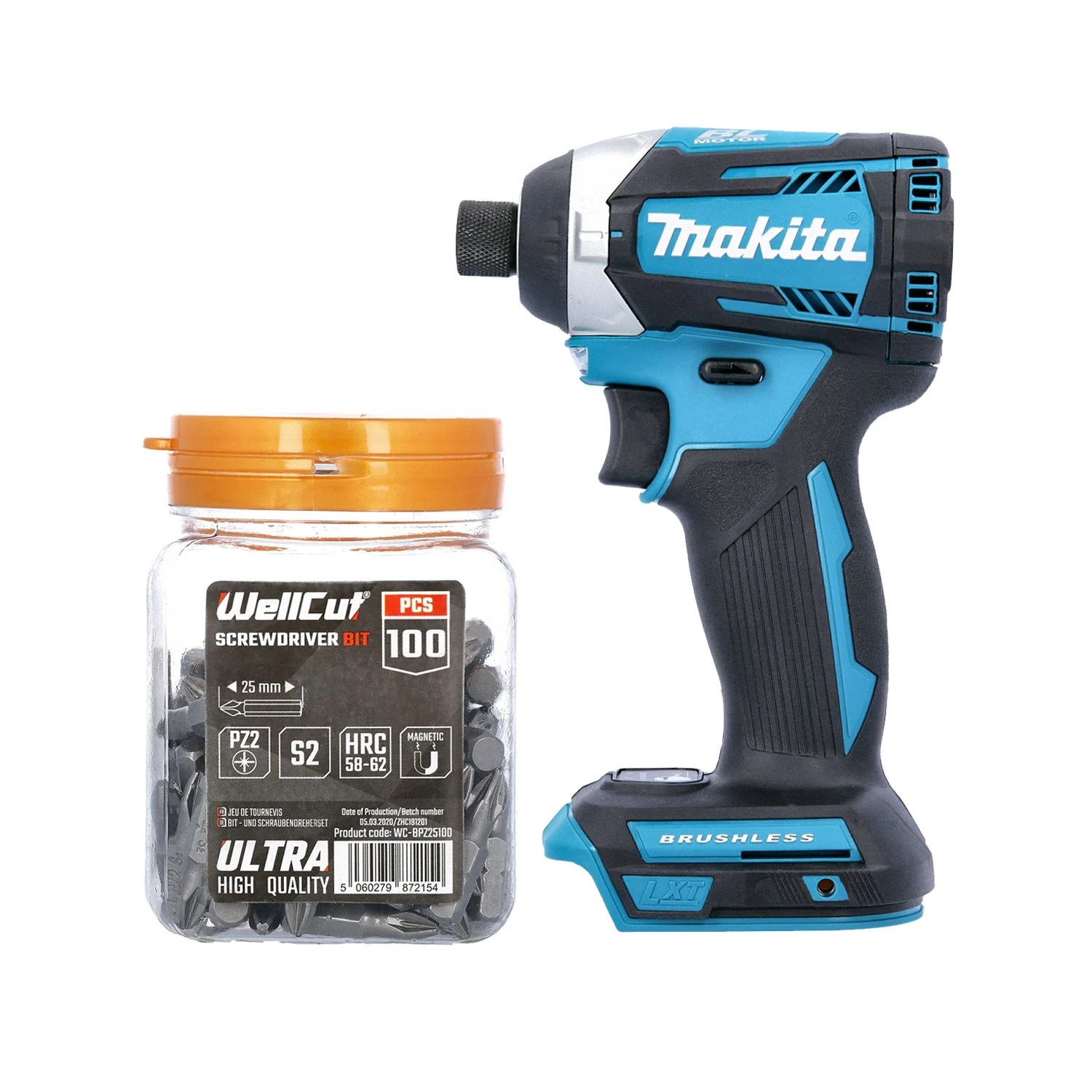 Makita DTD154 18v Li-Ion Brushless Cordless 1/4" Impact Driver With 100 Piece Screwdriver Bits 1 Makita DTD154 18v Li-Ion Brushless Cordless 1/4" Impact Driver With 100 Piece Screwdriver Bits