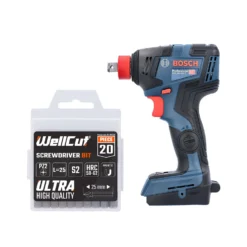 Bosch GDX 18 V-200 C Brushless Impact Driver With 20 Pcs PZ2 25mm Screwdriver Bits